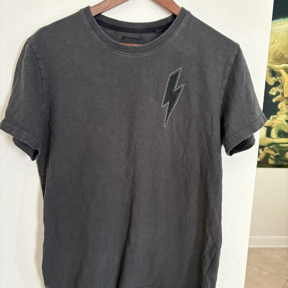 Superdry Mens Warriors Bronx Dragon Lightning Bolt Graphic T-Shirt Gray Large
